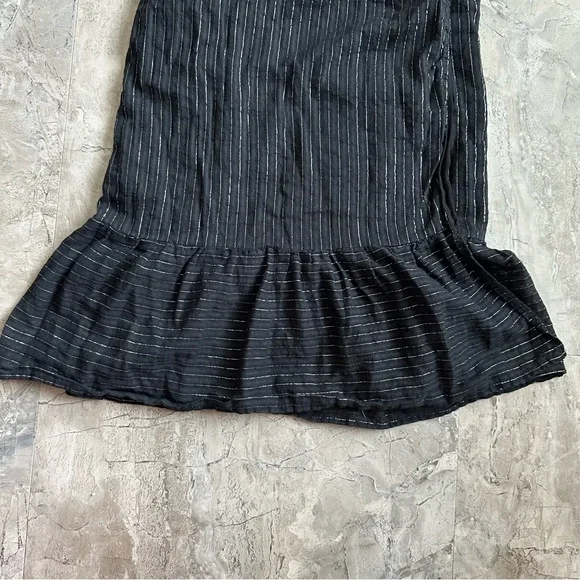 Lulus something to see black striped ruffled wrap midi dress - Picture 5 of 9